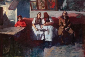 The Mikolajczyk family by Wlodzimierz Tetmajer Oil Painting