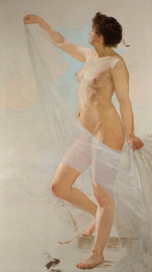 Female nude, study by Wojciech Gerson Oil Painting