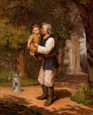 Gardener and a Little Colonel by Wojciech Gerson Oil Painting