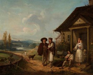 In front of a manor house by Wojciech Gerson Oil Painting