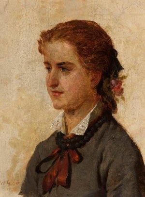 Portrait of a young girl by Wojciech Gerson Oil Painting