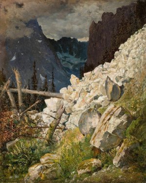 Rockslide in the White Water Valley in the Tatra Mountains by Wojciech Gerson Oil Painting