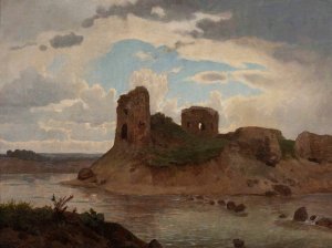 Ruins of the Bobrowniki castle by the Vistula River by Wojciech Gerson Oil Painting