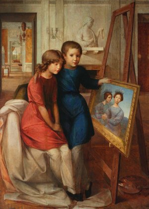 Portrait of Alfred Potocki and Adam Potocki by Wojciech Korneli Stattler Oil Painting