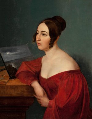 Portrait of Hortensja Sobanska nee Jelowicka by Wojciech Korneli Stattler Oil Painting
