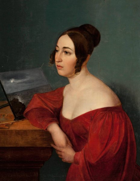 Portrait of Hortensja Sobanska nee Jelowicka  by Wojciech Korneli Stattler - Hand-Painted Oil Painting Reproduction