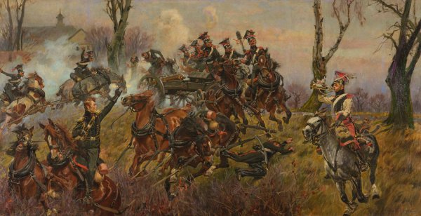 Main Product Photo of Battery on fire - Raszyn  Painting by Wojciech Kossak