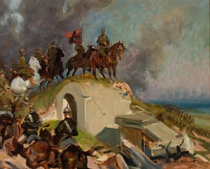 Battle Scene from the First World War by Wojciech Kossak Oil Painting