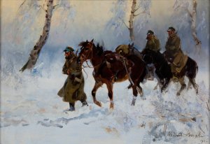 Cavalrymen by Wojciech Kossak Oil Painting