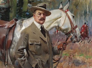Self-portrait with a horse by Wojciech Kossak Oil Painting