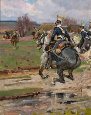 Uhlans by Wojciech Kossak Oil Painting