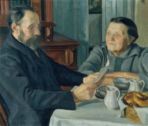 Eltern des Kunstlers by Wojciech Weiss Oil Painting