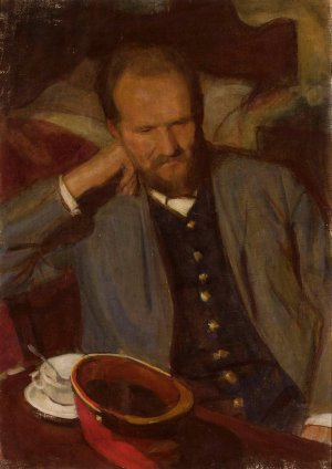 Portrait of Stanislaw Florek, railway official by Wojciech Weiss Oil Painting