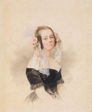 Portrait of a Young Lady by Woldemar Hau Oil Painting