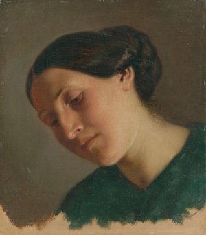 Kopfstudie einer Frau by Woldemar Hottenroth Oil Painting