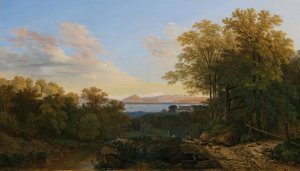 View Of Lake Geneva And The Mont-Blanc Massif, From The Heights Of Chambesy, Behind The House Of The Empress Josephine by Wolfgang Adam Topffer Oil Painting
