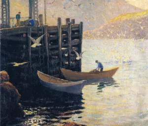 Below the Wharf painting by Woodhull Adams