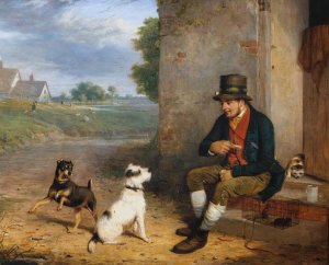 The Rat-Catcher and His Dogs by Thomas Woodward Oil Painting