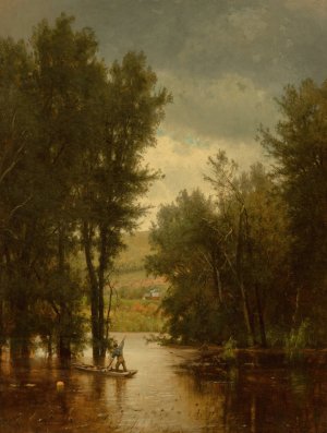 Flood on the Delaware by Worthington Whittredge Oil Painting