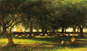 Noon In The Orchard by Worthington Whittredge Oil Painting