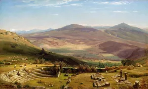 The Amphitheatre of Tusculum and Albano Mountains, Rome Oil painting by Worthington Whittredge