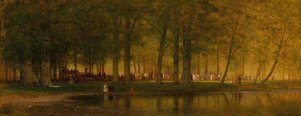 The Camp Meeting  by Worthington Whittredge - Hand-Painted Oil Painting Reproduction