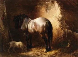 A Horse in a Stable by Wouter Verschuur Oil Painting