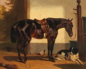 A Loyal Friend in the Horse Stable by Wouterus Verschuur Oil Painting
