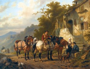 A Rest At The Inn by Wouterus Verschuur Oil Painting