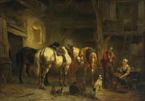 In The Stables by Wouterus Verschuur Oil Painting