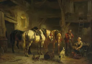 In The Stables by Wouterus Verschuur Oil Painting