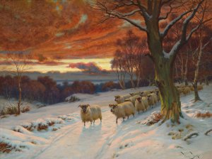 A winter evening by Wright Barker Oil Painting