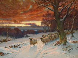 A winter evening by Wright Barker Oil Painting
