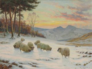 A Winter's Evening by Wright Barker Oil Painting