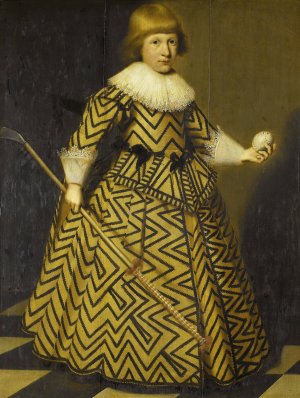 Portrait of a Boy with a Kolf Club by Wybrand De Geest Oil Painting