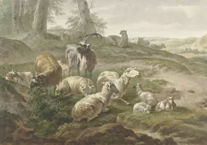 Bokken en schapen in een heuvelachtig landschap , after Nicolaes Pietersz. Berchem by Wybrand Hendriks Bokken en schapen in een heuvelachtig landschap , after Nicolaes Pietersz. Berchem by Wybrand Hendriks Oil Painting