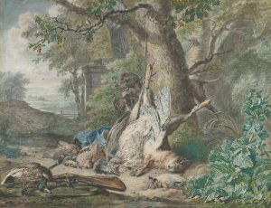 Hunting Still Life in a Forest by Wybrand Hendriks Oil Painting