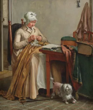 Interior with Woman Sewing by Wybrand Hendriks Interior with Woman Sewing by Wybrand Hendriks Oil Painting