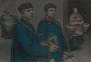 Peasants by Xavier Mellery Oil Painting