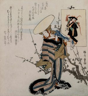 Woman by a Plum Tree Matched with the Wisteria Maiden by Yanagawa Shigenobu Oil Painting