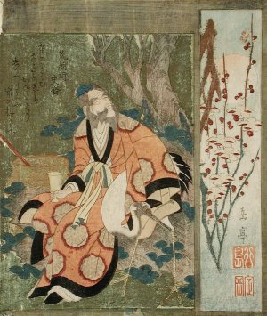 Daoist Immortal Rin Nasei and a Crane by Yashima Gakutei Oil Painting