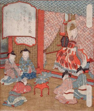 Longevity; The Immortal Wo Quan's Present of Pine Branches to the Emperor Yao by Yashima Gakutei Oil Painting