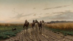 On the way to pasture by Yefim Yefimovich Volkov Oil Painting