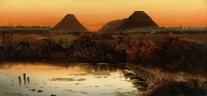 Atardecer Con Piramides by Ygnacio Alcerreca Y Comonfort Oil Painting