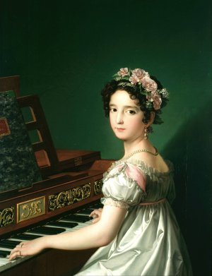 Manuela Gonzalez Velazquez, playing the piano by Zacarias Gonzalez Velazquez Oil Painting