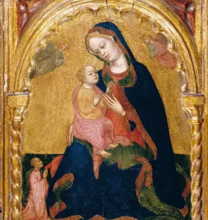 Madonna of Humility with a Donor and Angels by Zanino Di Pietro - Oil Painting Reproduction
