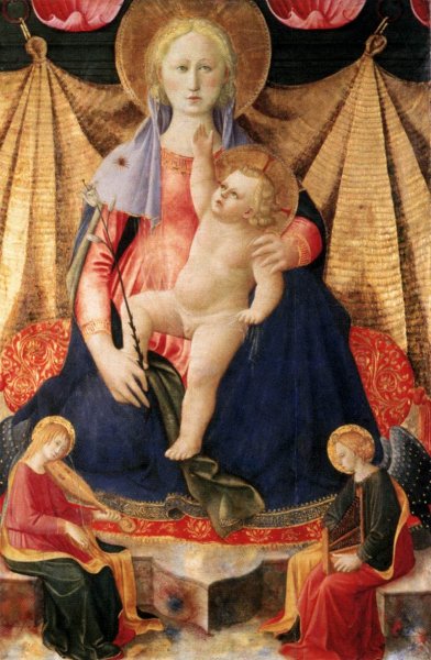 Main Product Photo of Madonna of Humility with Two Musician Angels Painting by Zanobi Strozzi