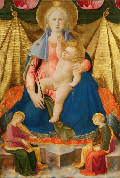 Main Product Photo of The Madonna of Humility with Two Musician Angels  Painting by Zanobi Strozzi