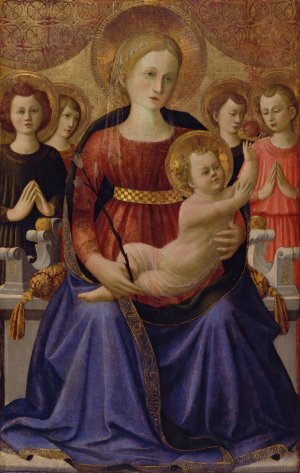 Virgin and Child with Four Angels and the Redeemer by Zanobi Strozzi Oil Painting