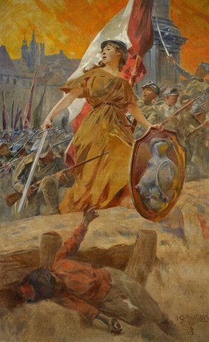 Allegory of the victory in 1920 by Zdzislaw Jasinski Oil Painting